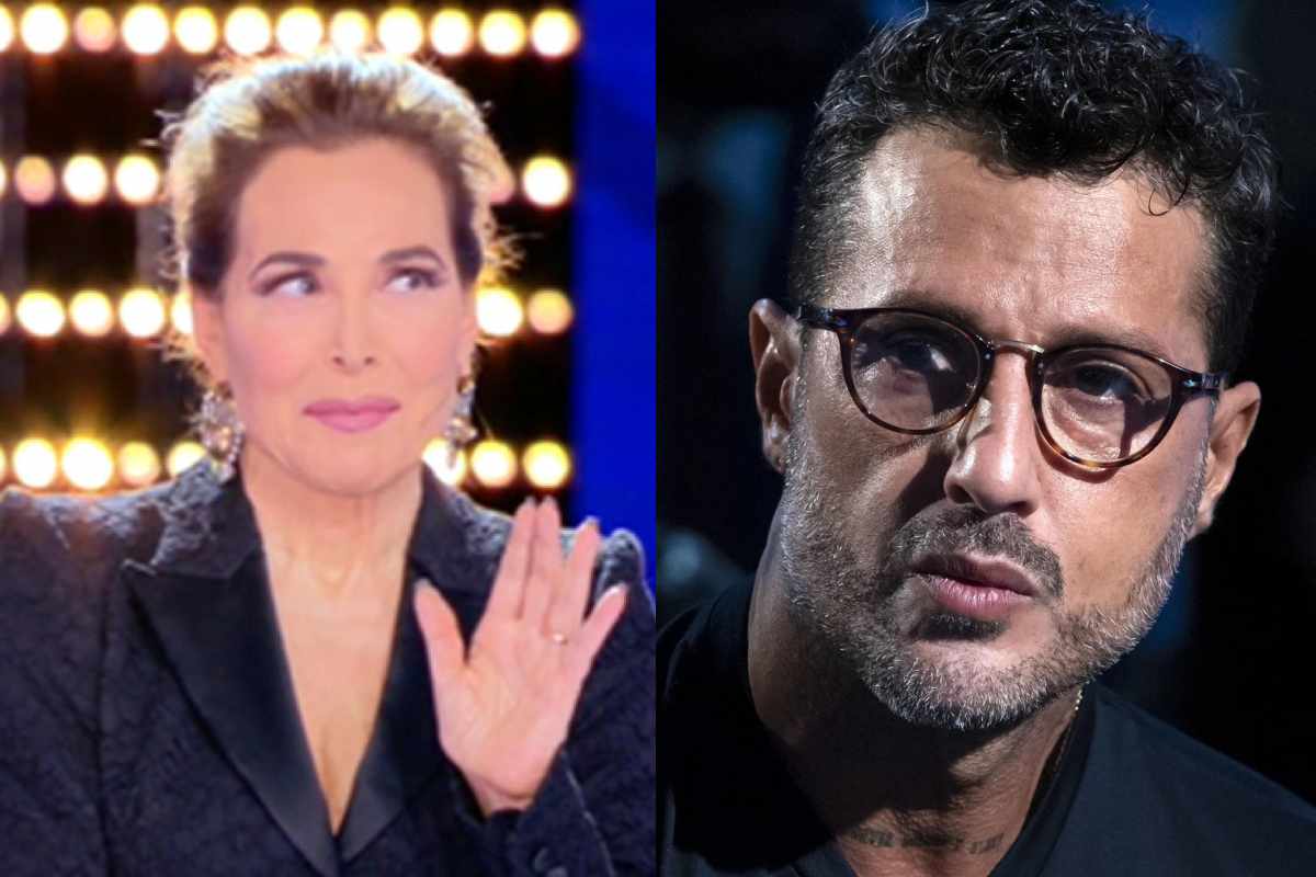 Barbara D'Urso scioccata e Fabrizio Corona con espressione seria