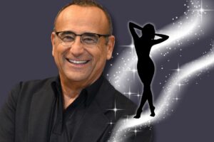 Carlo Conti, scie di luce e sagoma femminile