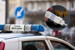 Pattuglia polizia municipale e droga test thc