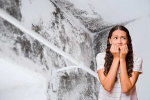 muffa sui muri donna spaventata