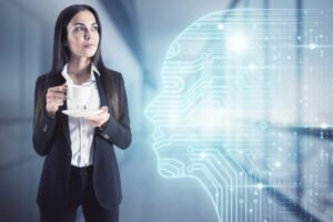 donna con in mano una tazza e intelligenza artificiale
