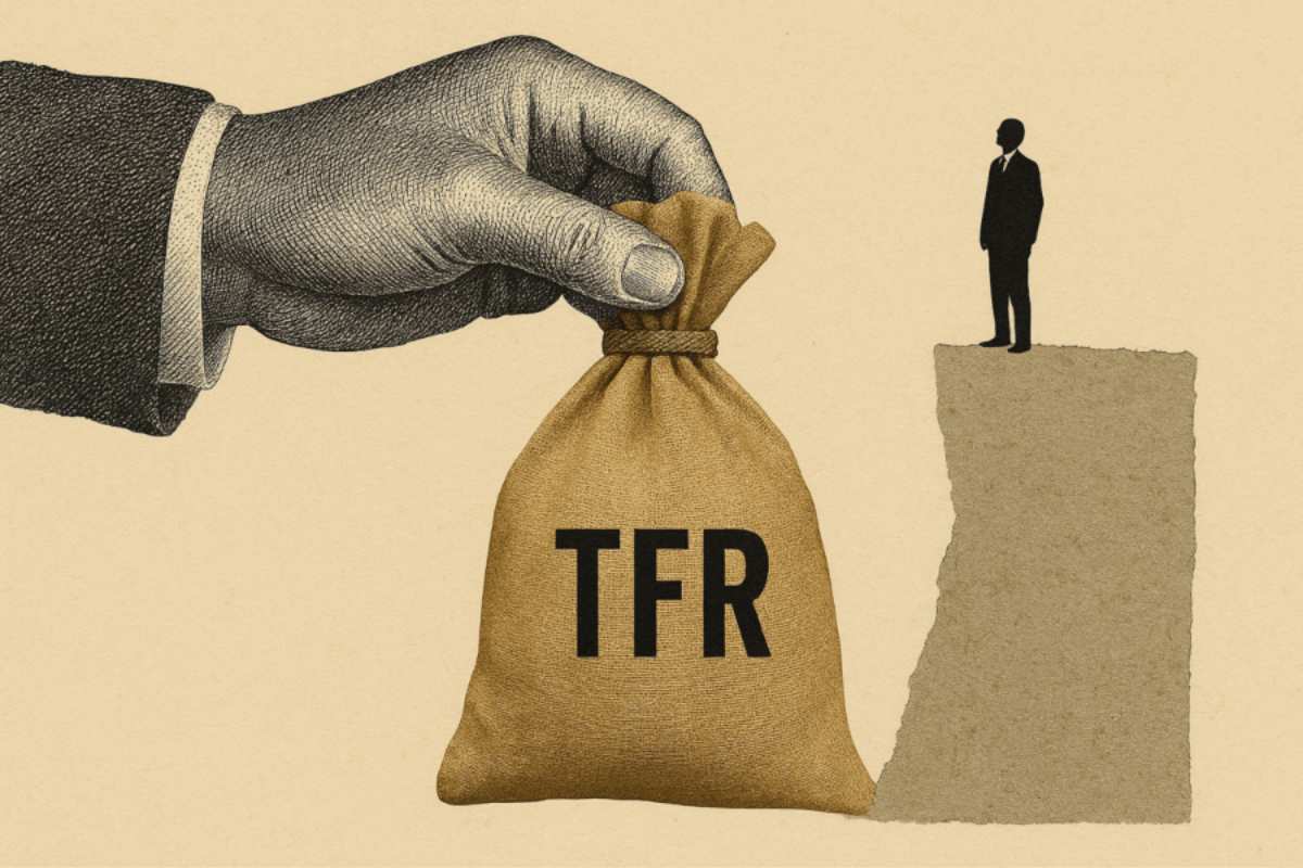 Illustrazione dello Stato che si prende il TFR del lavoratore